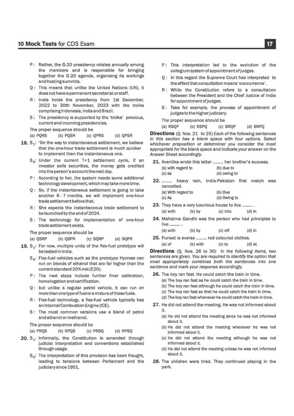 CDS 2027| 10 Mock Tests | English, General Knowledge & Elementary Mathematics | Detailed Solutions, Trend Analysis (2026–2022) & OMR Sheets