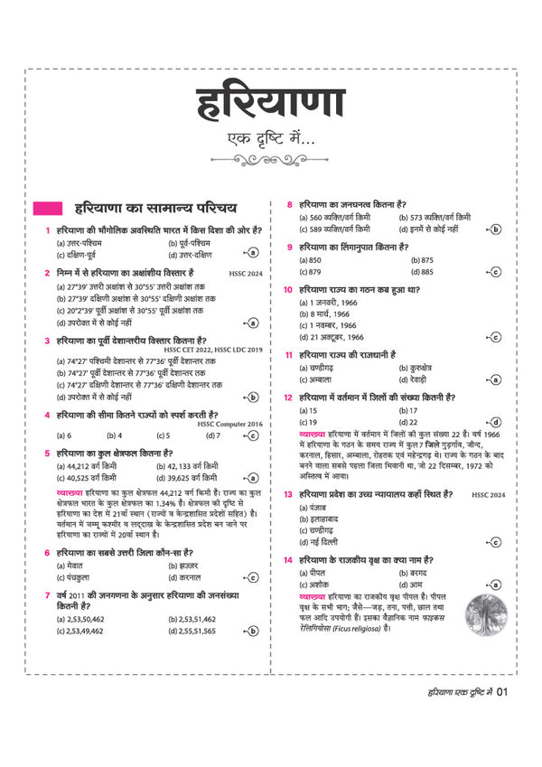 Haryana Solved Papers 2026–27 | Chapterwise 5000+ MCQs with Detailed Explanations | Mind Maps, Current Affairs & Haryana GK | For HPSC, HSSC, Haryana CET, TGT/PGT, Police SI, Constable & Other Exams | Hindi Medium