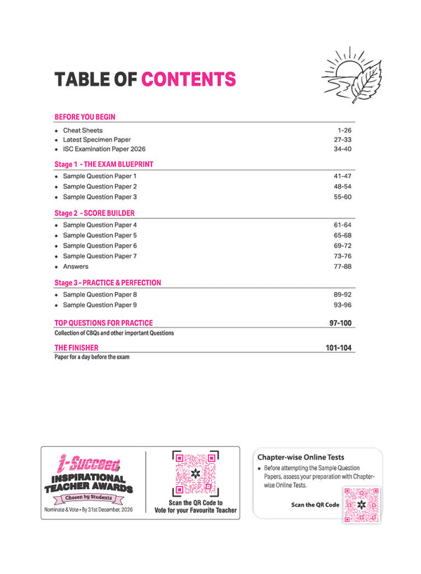 i-Succeed ISC 10 Sample Question Papers Class 12 Literature in English (Paper 2) Exam 2027 | Colour-Coded Revision Cheat Sheets, Council Style Detailed Answers | Based on ISC Syllabus 2027