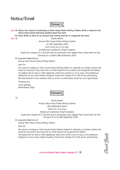 i-Succeed ICSE 10 Sample Question Papers Class 10 English Language (Paper 1) Exam 2027 | Writing Formats Prescibedby CICSE, Council Style Detailed Answers | Based on ICSE Syllabus 2027