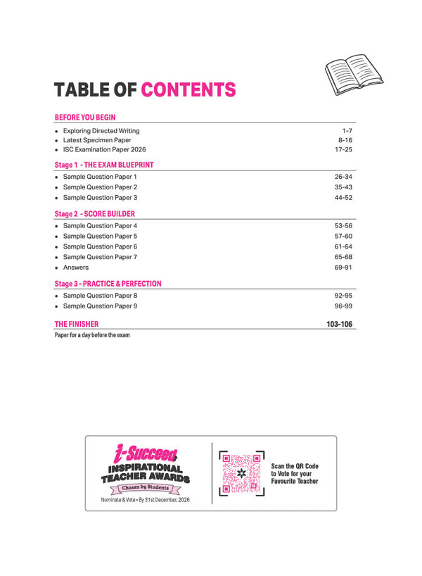 i-Succeed ISC 10 Sample Question Papers Class 12 English Language (Paper 1) Exam 2027 | Exploring Directed Line, Council Style Detailed Answers, Latest Specimen with Detailed Answers | Based on ISC Syllabus 2027