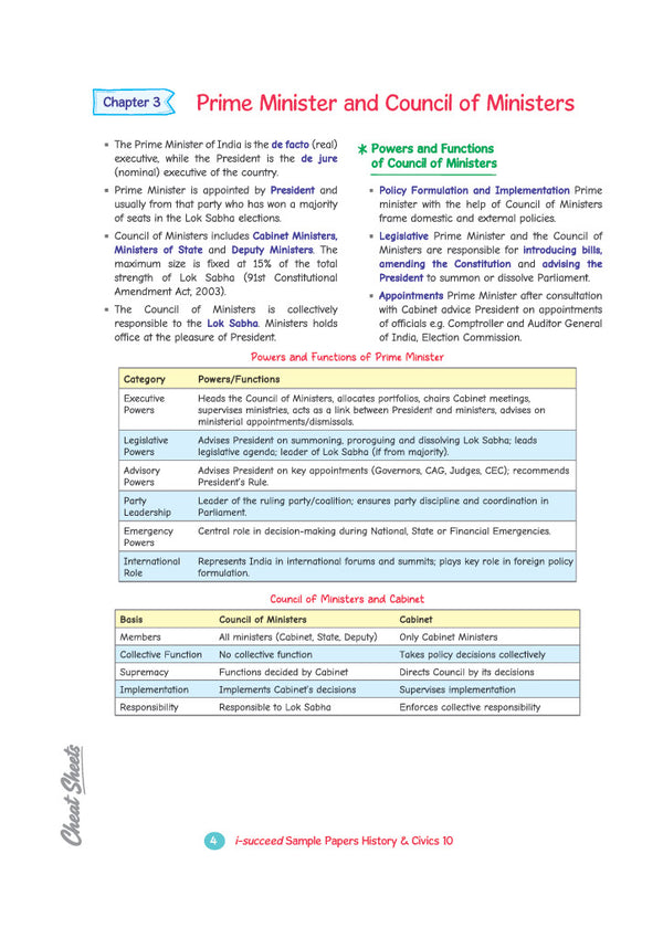 i-Succeed ICSE 10 Sample Question Papers Class 10 History & Civics Exam 2027 | Colour-Coded Revision Cheat Sheets, Council Style Detailed Answers, Mind Maps for Last Minute Revision | Based on ISC Syllabus 2027