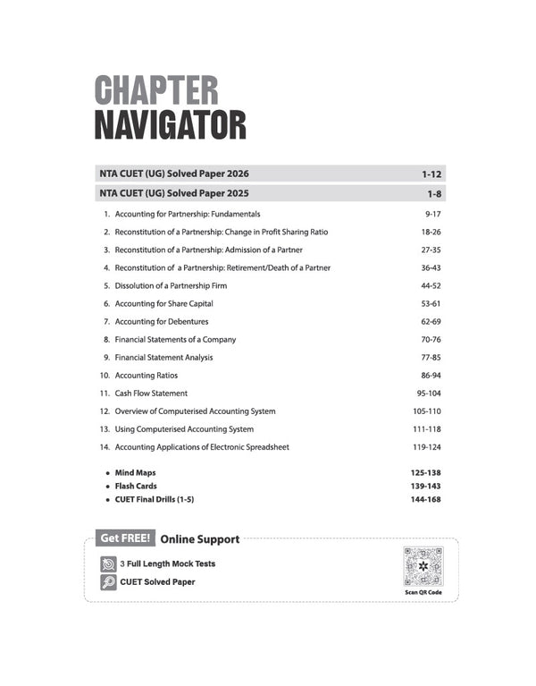 CUET UG 2027 Accountancy | Chapterwise Notes & Question Bank | 1000+ MCQs, 5 Final Drills & CUET 2026 Solved Paper | Mindmaps & Flash Cards | Free Online Mock Test