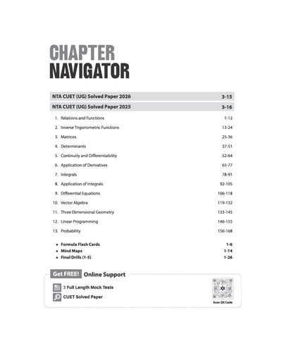 CUET UG 2027 Mathematics | Chapterwise Notes & Question Bank | 1000+ MCQs, 5 Final Drills & CUET 2026 Solved Paper | Flash Cards | Free Online Mock Test