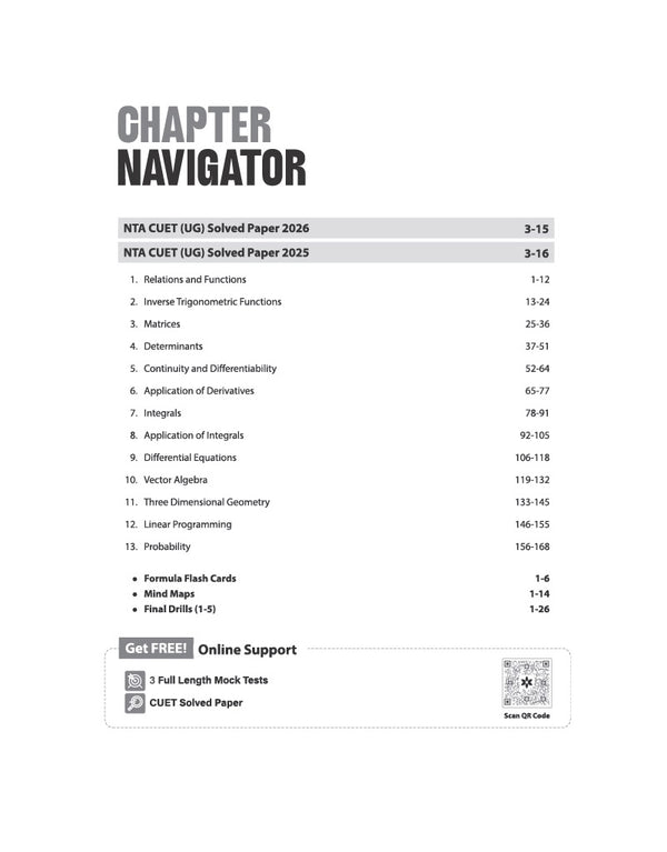 CUET UG 2027 Mathematics | Chapterwise Notes & Question Bank | 1000+ MCQs, 5 Final Drills & CUET 2026 Solved Paper | Flash Cards | Free Online Mock Test