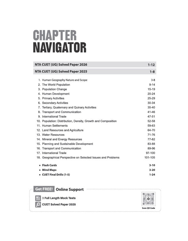 CUET UG 2027 Geography | Chapterwise Notes & Question Bank | 1000+ MCQs, 5 Final Drills & CUET 2026 Solved Paper | Mindmaps & Flash Cards | Free Online Mock Test
