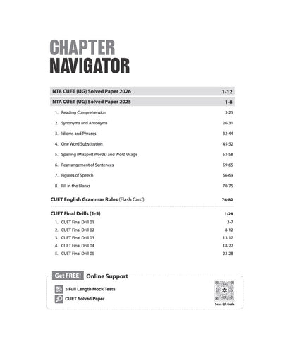 CUET UG 2027 English Language(Section I-A) | Chapterwise Notes & Question Bank | 1000+ MCQs, 5 Final Drills & CUET 2026 Solved Paper | Flash Cards | Free Online Mock Test
