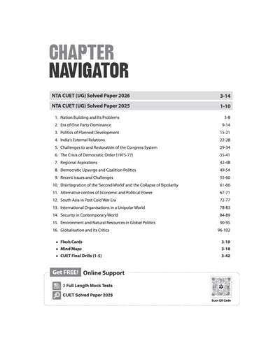 CUET UG 2027 Political Science | Chapterwise Notes & Question Bank | 1000+ MCQs, 5 Final Drills & CUET 2026 Solved Paper | Mindmaps & Flash Cards | Free Online Mock Test