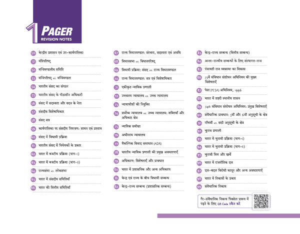 UPSC & State PSC Prelims Bhartiye Rajvyavastha (Indian Polity) | Pixel 1-Pager Revision Notes | Fast Revision, Entire Prelims GS in 1-Page Format, Concept & Fact Infographics with PYQ-Based Preparation