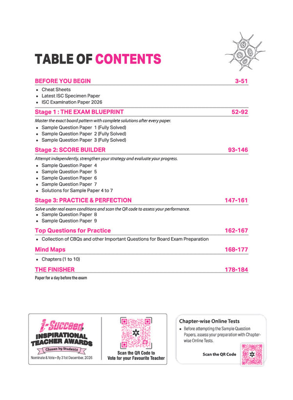 i-Succeed ISC 10 Sample Question Papers Class 12 Chemistry Exam 2027 | Colour-Coded Revision Cheat Sheets, Council Style Detailed Answers, Mind Maps for Last Minute Revision | Based on ISC Syllabus 2027