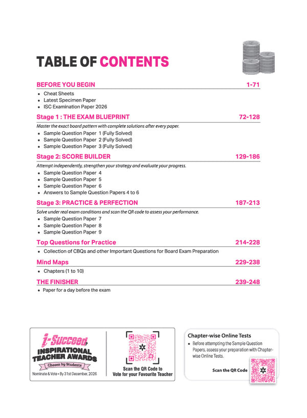 i-Succeed ISC 10 Sample Question Papers Class 12 Accounts Exam 2027 | Colour-Coded Revision Cheat Sheets, Council Style Detailed Answers, Mind Maps for Last Minute Revision | Based on ISC Syllabus 2027