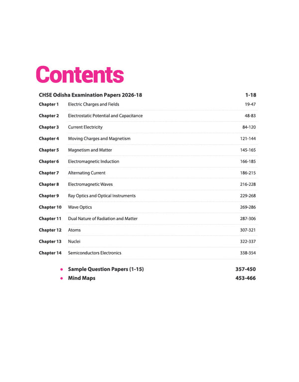 CHSE Odisha Exam Master 2027 Physics (+2 Second Year) | Class 12 | 15 Sample Papers & Chapterwise Solved Papers (2026–2018) | Chapterwise Revision Notes, Odisha State Textbook Questions & Mind Maps
