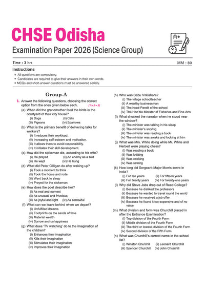 CHSE Odisha Exam Master 2027 English (+2 Second Year) | Class 12 | 15 Sample Papers & Chapterwise Solved Papers (2026–2018) | Chapterwise Revision Notes, Odisha State Textbook Imp Questions