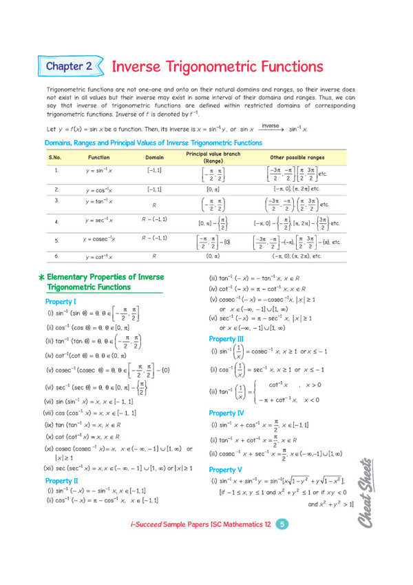 i-Succeed ICSE 10 Sample Question Papers Class 12 Mathematics Exam 2027 | Colour-Coded Revision Cheat Sheets, Council Style Detailed Answers, Mind Maps for Last Minute Revision | Based on ISC Syllabus 2027