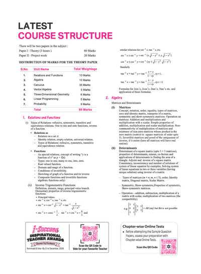 i-Succeed ICSE 10 Sample Question Papers Class 12 Mathematics Exam 2027 | Colour-Coded Revision Cheat Sheets, Council Style Detailed Answers, Mind Maps for Last Minute Revision | Based on ISC Syllabus 2027