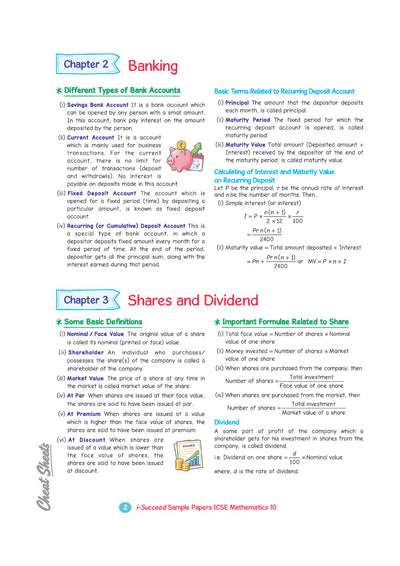 i-Succeed ICSE 10 Sample Question Papers Class 10 Mathematics Exam 2027 | Colour-Coded Revision Cheat Sheets, Council Style Detailed Answers, Mind Maps for Last Minute Revision | Based on ICSE Syllabus 2027