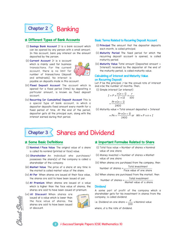 i-Succeed ICSE 10 Sample Question Papers Class 10 Mathematics Exam 2027 | Colour-Coded Revision Cheat Sheets, Council Style Detailed Answers, Mind Maps for Last Minute Revision | Based on ISC Syllabus 2027