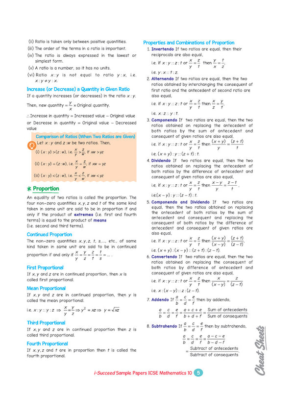 i-Succeed ICSE 10 Sample Question Papers Class 10 Mathematics Exam 2027 | Colour-Coded Revision Cheat Sheets, Council Style Detailed Answers, Mind Maps for Last Minute Revision | Based on ISC Syllabus 2027
