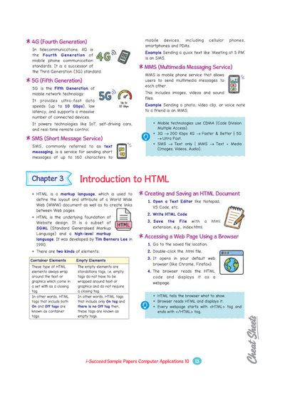 i-Succeed CBSE 10 Sample Question Papers Class 10 Computer Applications Exam 2027 | Colour-Coded Revision Cheat Sheets, HTML Codes with Screenshot | FREE SUPER POWER KIT | Based on Latest CBSE SQP Released 21 Sept 2026