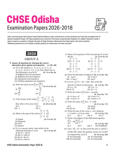 CHSE Odisha Exam Master 2027 Mathematics (+2 Second Year) | Class 12 | 15 Sample Papers & Chapterwise Solved Papers (2026–2018) | Chapterwise Revision Notes, Odisha State Textbook Questions & Mind Maps
