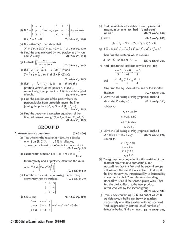 CHSE Odisha Exam Master 2027 Mathematics (+2 Second Year) | Class 12 | 15 Sample Papers & Chapterwise Solved Papers (2026–2018) | Chapterwise Revision Notes, Odisha State Textbook Questions & Mind Maps