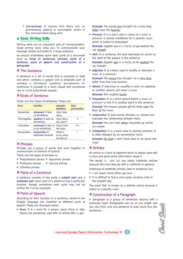 i-Succeed CBSE 10 Sample Question Papers Class 10 Information Technology (Code 402) Exam 2027 | Colour-Coded Revision Cheat Sheets, Based on Libra Office | FREE SUPER POWER KIT | Based on Latest CBSE SQP Released 21 Sept 2026