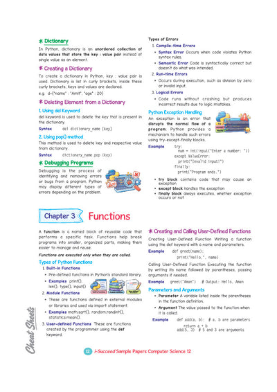 i-Succeed CBSE 15 Sample Question Papers Class 12 Computer Science Exam 2027 | Colour-Coded Revision Cheat Sheets, Toppers Copy with Expert Insights | FREE SUPER POWER KIT | Based on Latest CBSE SQP Released 21 Sept 2026