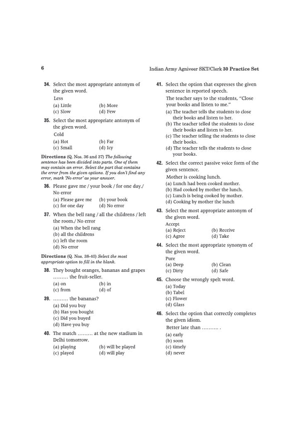 Indian Army Agniveer SKT/Clerk Exam | 30 Practice Sets Based on Latest Exam Pattern & Syllabus | Official Sample Papers, OMR-Based Answer Sheets, Detailed Solutions & Exam-Level Questions