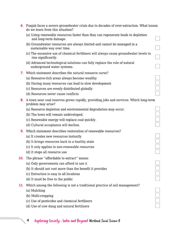 Workbook Exploring Society : India and Beyond Part 1 & 2 Class 8 | Activity Based Questions| Based on New Social Science NCERT