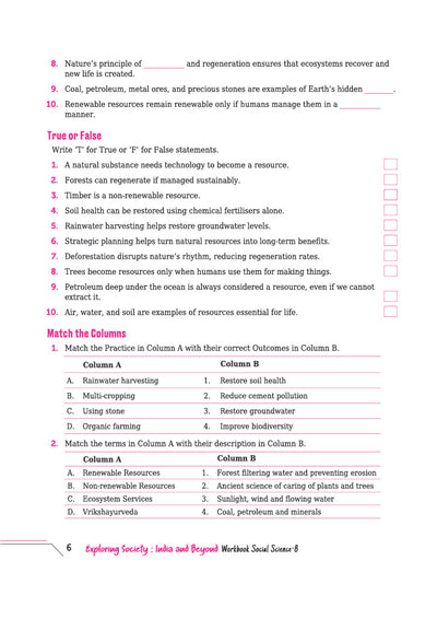 Workbook Exploring Society : India and Beyond Part 1 & 2 Class 8 | Activity Based Questions| Based on New Social Science NCERT