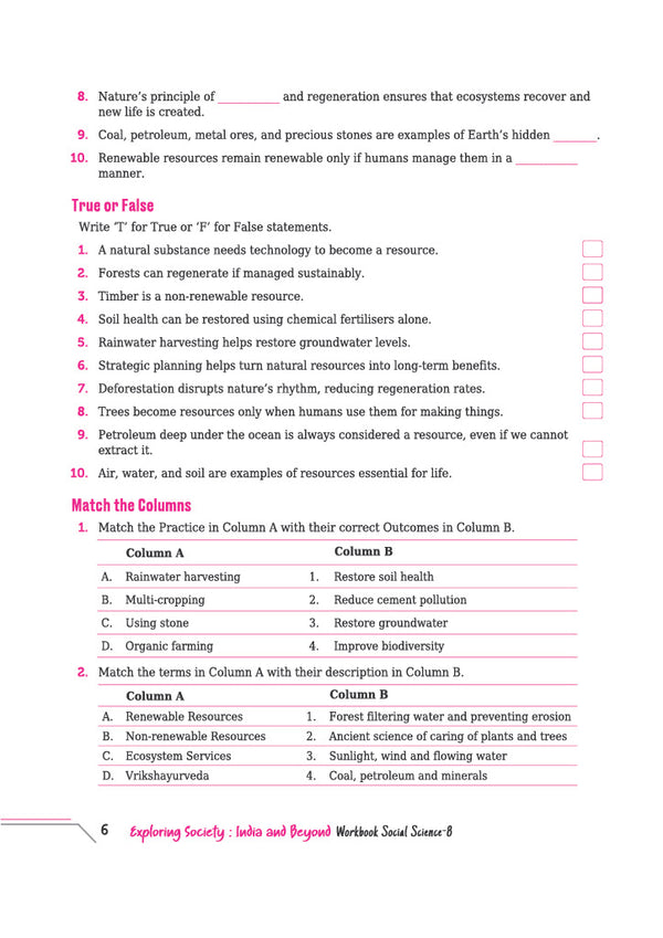 Workbook Exploring Society : India and Beyond Part 1 & 2 Class 8 | Activity Based Questions| Based on New Social Science NCERT