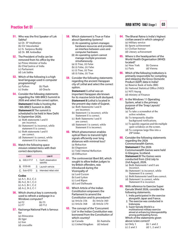 RRBs NTPC (Stage-1) Exam 2026–27 | 30 Practice Sets | 15 Graduate Level & 15 Undergraduate Level Sets | Latest Solved Papers 2026 | Detailed Solutions | Based on Latest Exam Pattern