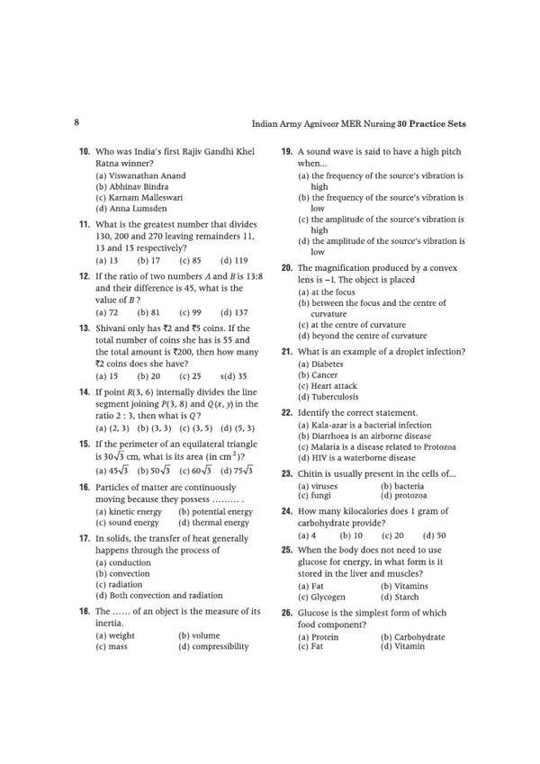 Indian Army Agniveer MER Nursing Assistant Exam | 30 Practice Sets Based on Latest Exam Pattern & Syllabus | Official Sample Papers, OMR-Based Answer Sheets, Detailed Solutions & Exam-Level Questions