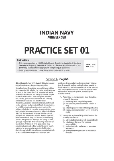 Indian Navy Agniveer SSR (Senior Secondary Recruit) Exam | 30 Practice Sets Based on Latest Exam Pattern & Syllabus | Official Sample Papers, OMR-Based Answer Sheets, Detailed Solutions & Exam-Level Questions