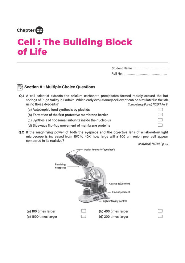 Exploration Science Workbook for CBSE Class 9 | All Types of Questions - MCQs, CBQs, A/R, Very Short, Short & Long | NCERT Page Tagging | Based on New NCERT Textbook & Latest CBSE Pattern
