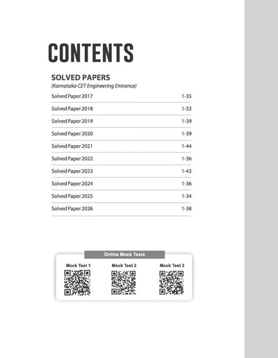 KCET Engineering Entrance Exam 2027 | 10 Years Solved Papers (2026–2017) | 100% Original Questions with Detailed Solutions | 3 Mock Tests for 2027