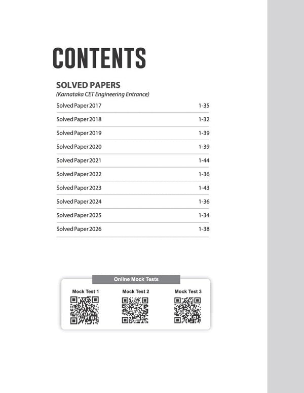 KCET Engineering Entrance Exam 2027 | 10 Years Solved Papers (2026–2017) | 100% Original Questions with Detailed Solutions | 3 Mock Tests for 2027
