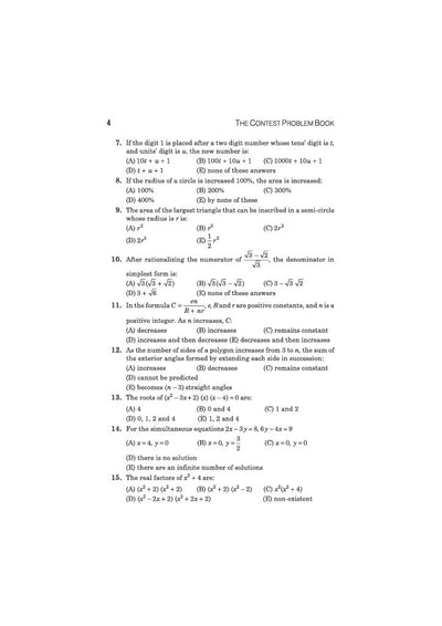 Classic Texts Series The Contest Problem Book I by Charles T. Salkind | Annual High School Mathematics Exams 1950–1960 | Math Practice Book for Olympiads, JEE, NTSE, CUET & Other Competitive Exams 2027