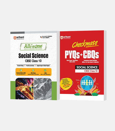 All in one and Checkmate CBQ Social Science class 10th| Compete Study, Practice, Assessment| Past Exams Questions & Competency Based Questions book for Class 10th