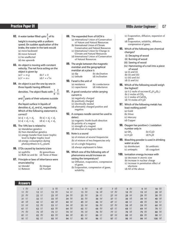 RRBs Junior Engineer Computer Based Test 2026-27 Satge I ( 15 Practice Sets + 15 Solved Papers ( 2026 , 2024 & 2019 ))