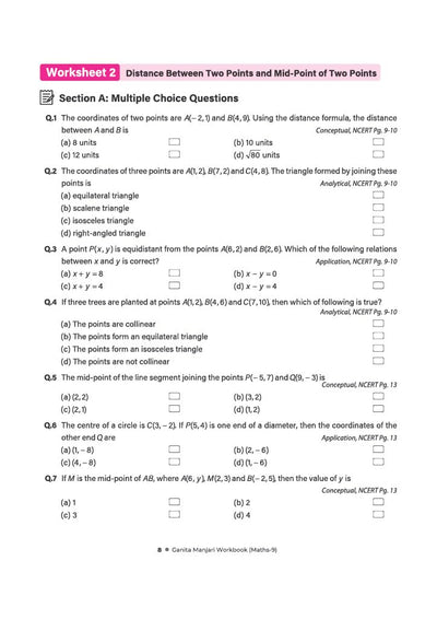 Ganita Manjari Mathematics Workbook for CBSE Class 9 (Part 1) | All Types of Questions - MCQs, CBQs, A/R, Very Short, Short & Long | NCERT Page Tagging | Based on NCERT Textbook & CBSE Pattern
