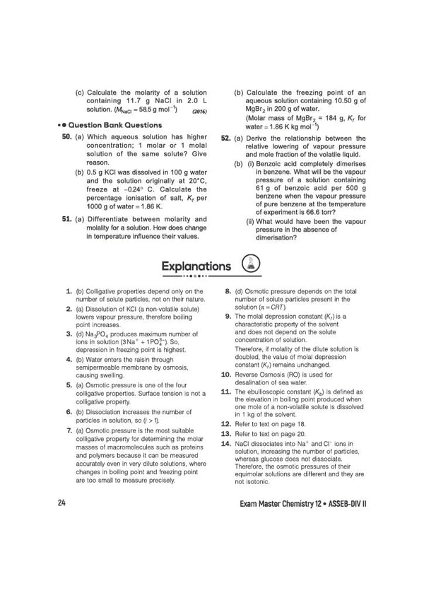 Exam Master Chemistry Class 12 for ASSEB Division-II Exam 2027 | Chapterwise & Topicwise Coverage of Complete Syllabus, Board Questions (2026–2009), Model Question Bank Solutions & Sample Papers