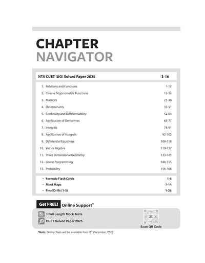 CUET UG 2026 Mathematics | Chapterwise Notes & Question Bank | Based on NTA Pattern | 1000+ NCERT MCQs, Assertion Reason & CBQ | Mindmaps & Flash Cards | Free Online Digital Support