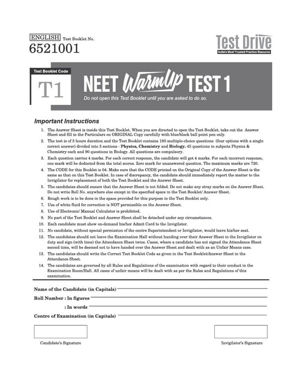 neet practice set book TOC