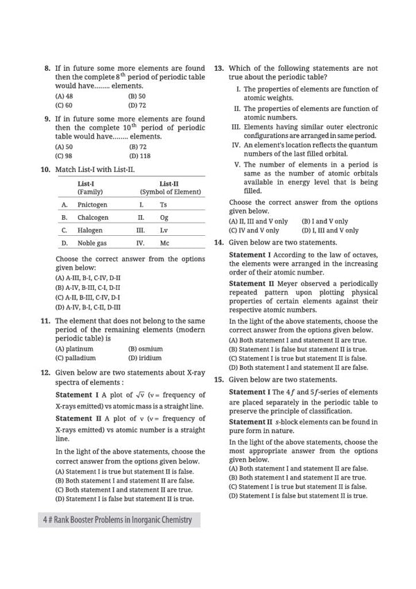 Inorganic Chemistry for JEE Main & Advanced 2027 | 3500+ Rank Booster Problems | Level-Wise Problem Progression, Real Exam-Level Questions, Concept & Application-Based Practice | From Concept Clarity to Rank Mastery
