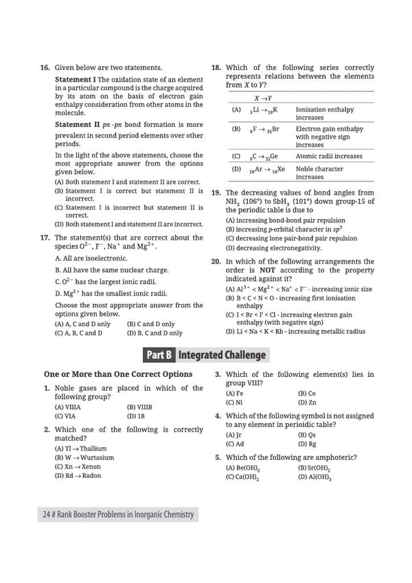 Inorganic Chemistry for JEE Main & Advanced 2027 | 3500+ Rank Booster Problems | Level-Wise Problem Progression, Real Exam-Level Questions, Concept & Application-Based Practice | From Concept Clarity to Rank Mastery