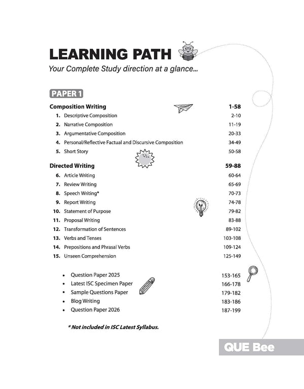 ISC English Language (Part 1)  Class 11 & 12 Exam | Quick Theory, Exam Pattern Questions & Sample Papers | As per Latest ICSE Syllabus | Que Bee 2nd Edition