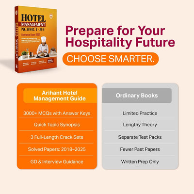 Hotel Management NCHMCT JEE Entrance Exam 2027 | Sectionwise Quick Notes, 3 Crack Sets & NCHMCT JEE Solved Paper 2026 | 3000+ Practice MCQs