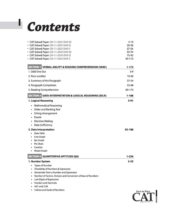 Face to Face CAT 27 Years Chapterwise Topicwise Solved Papers (1999–2025) | with Detailed Solutions & Trend Analysis