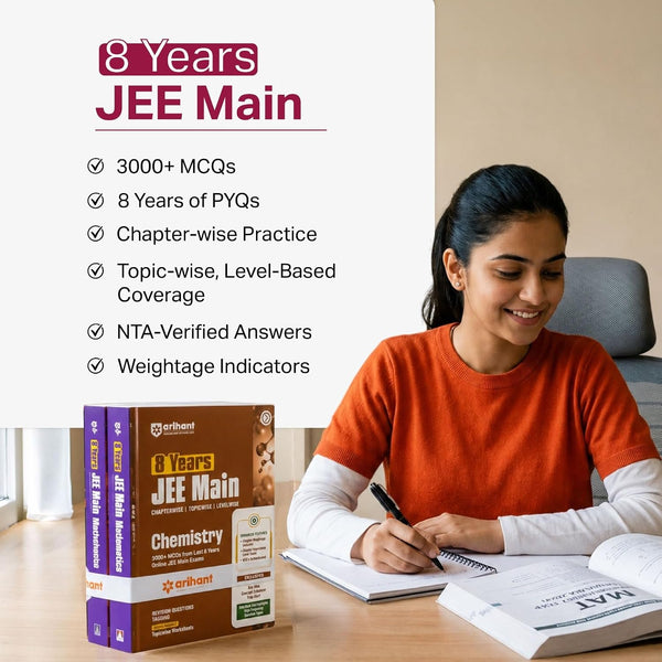 Combo of 8 Years JEE Main | Physics, & Mathematics | Chapterwise, Topicwise & Levelwise 3000+ PYQs | English Medium